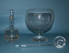 A Large Good Quality Crystal Punch Bowl and Ladle. Stands 10.