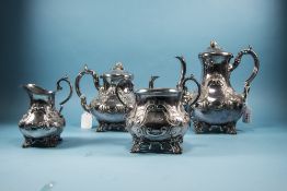 Victorian Large and Impressive R. Broadhead & Co 4 Piece Silver Plated Tea & Coffee Service. c.