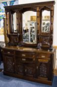 Mahogany Large Mirror Back Carved Sideboard.