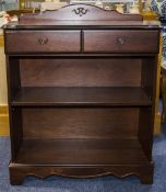 Mahogany Effect Bookcase, 2 Drawers Above Single Shelf, Of Shaped Form, Height 37 Inches,