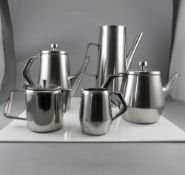 Solar Stainless Steel 5 Piece Tea and Coffee Service. Coffee Pot - 10.75 Inches High.