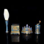 Qing, A Fine Set of Gilt Bronze and Cloisonné Enamel Scholars Garniture