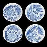 十九-二十世紀 青花鳳凰牡丹紋盤四件 19th - 20th Century, A Set of Four Blue and White Phoenix and Peony Plates 19th -