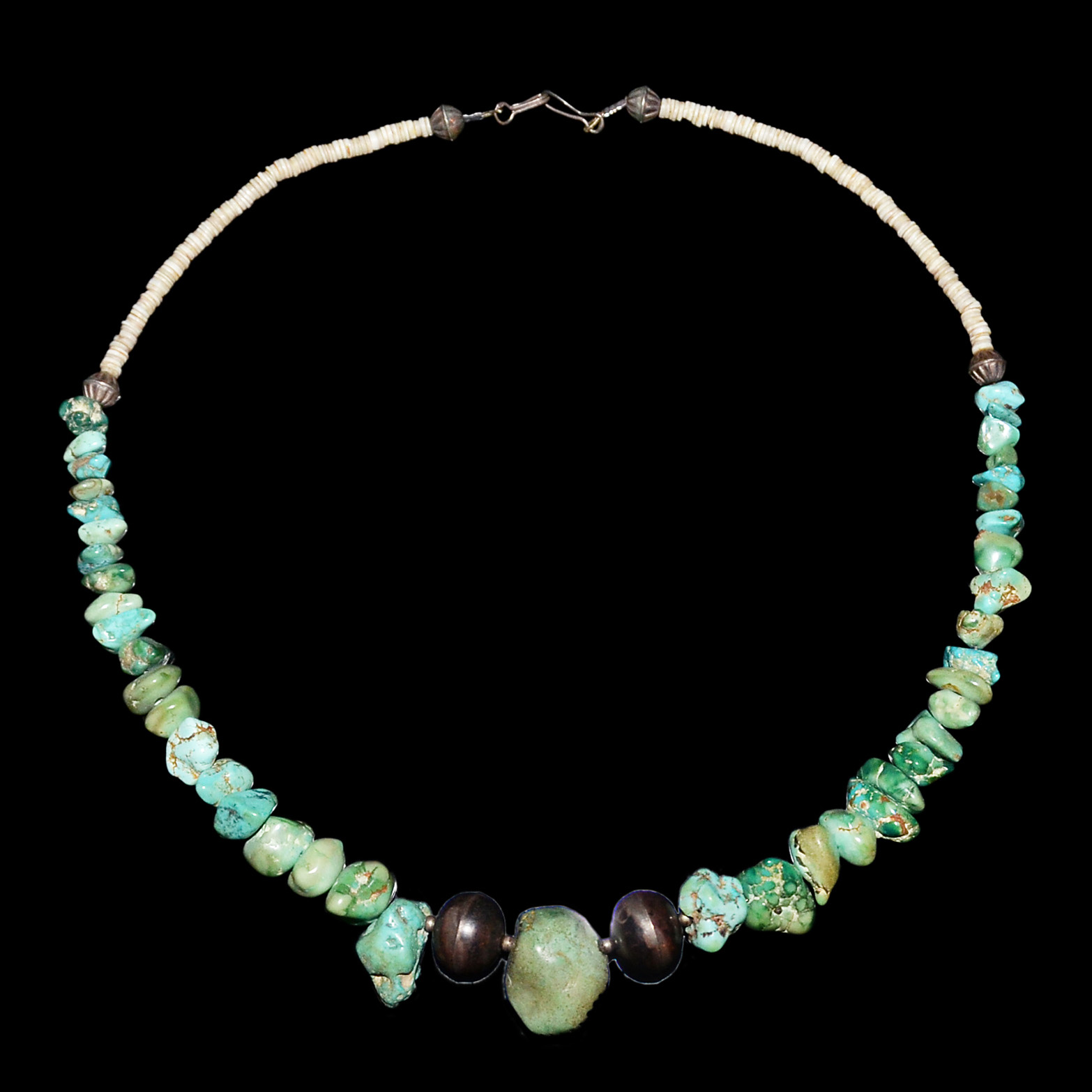 天然意形綠松石銅珠項鏈掛飾 Turquoise Bead Necklace in Naturalistic Form with Copper Beads Diameter: 7 in (17.8