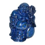 青金石雕布袋和尚 A Well Carved Lapis Lazuli Budai Maitreya Height: 3½ in (8.9 cm) Weight: 467 g Starting