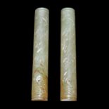 青玉浮雕螭龍鎮紙一對 A Pair of Celadon Jade Carved Paper Weight with Qilin Height: 7¼ in (18.4 cm) x 2 Weight: