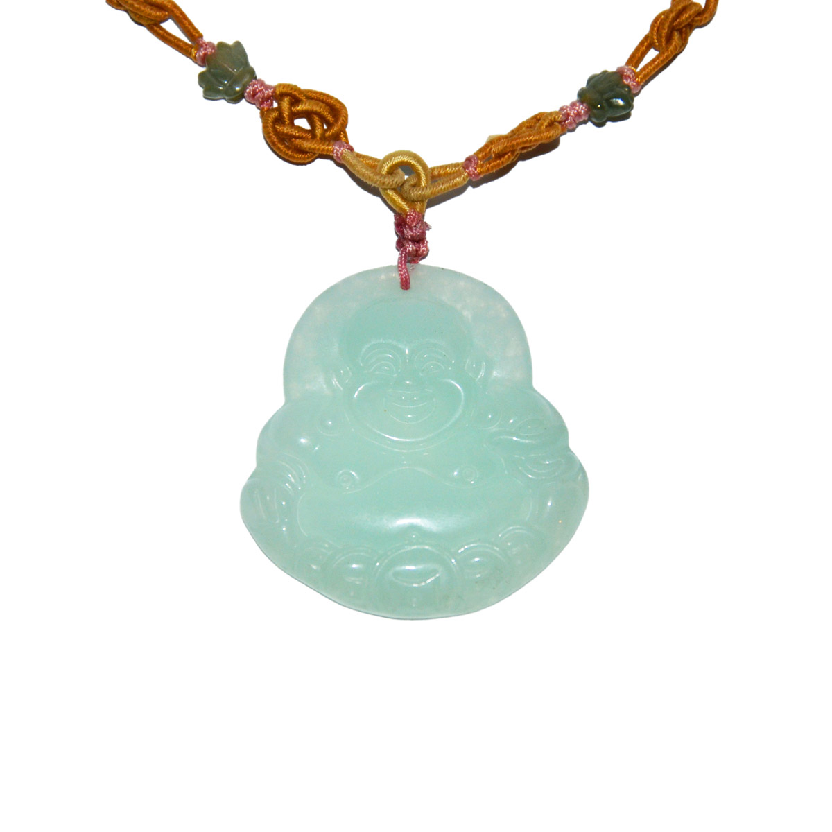玻璃種翡翠雕彌佛掛飾連項錬 Glass Jadeite Pendant Carved with Maitreya Height: 2 in (5.1 cm)  Weight: 25 g