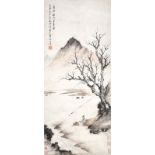 清 汪士慎 (1686 - 1759) 看流水似潺潺 設色水墨紙本立軸 1740 年作 款識： 庚申秋九月奉東 五斗先生屬圖博嘆 青衫書 汪士慎 鈐印：(近人汪士慎) 鑑藏印： 陸時化(陸時化)