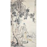 清 任頤(伯年) (1840 - 1896) 遊俠圖 設色水墨紙本立軸 1875 年作 款識： 輝山仁兄大人雅屬即正 乙亥夏日伯年任頤 寫于春申江上 鈐印：(伯年)(任伯年) Ren Yi (