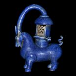 藍釉獸形宮燈 Blue Glazed Ox-Form Lantern  Height: 14⅝ in (37.1 cm)