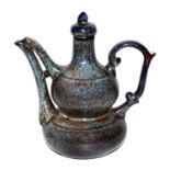 仿鈞窯葫蘆雙流壺 Junyao-Type Double Spouts Ewer with Loop Handle  Height: 7⅞ in (20 cm)