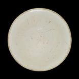 定窯白釉刻荷花盤 Carved Dingyao-Type Bowl with Incised Floral Scrolls  Diameter: 8 in (20.3 cm)