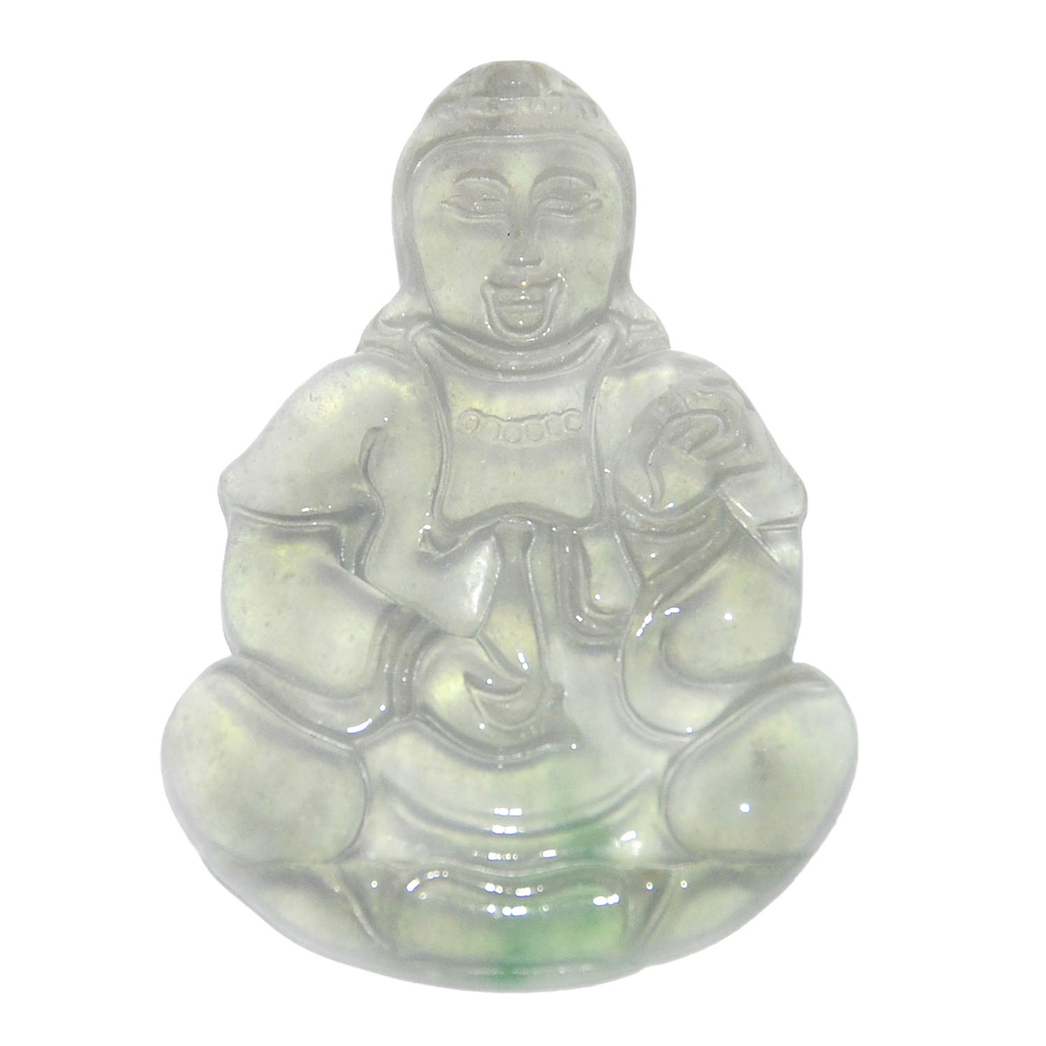 翡翠玻璃冰種觀音坐蓮掛飾 Ice Jadeite Pendant Guanyin Seated on Lotus  Height: 2 in (5.1 cm) Weight: 18 g