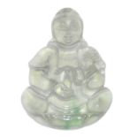 翡翠玻璃冰種觀音坐蓮掛飾 Ice Jadeite Pendant Guanyin Seated on Lotus  Height: 2 in (5.1 cm) Weight: 18 g