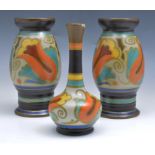 Pair of Gouda art pottery ovoid vases, "