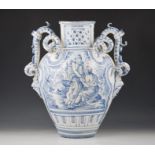 Italian Maiolica blue and white covered