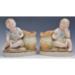 Pair of German painted Bisque figural va