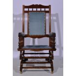 American stained wood rocking chair, re-