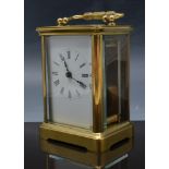 French brass carriage clock, white ename