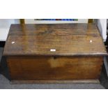 Victorian boarded oak blanket box, metal