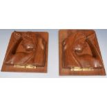 Pair of Indian carved hardwood bookends,