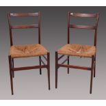 Set of four stained teak wood dining cha