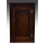 Georgian oak hanging corner cupboard, fi