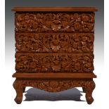 Eastern carved hardwood pedestal chest,