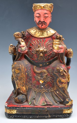 Chinese lacquered imperial figure, enthr