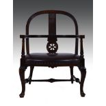 Stained beechwood tub chair, pierced spl