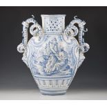 Italian Majolica blue and white covered