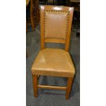 Three Edwardian oak dining chairs, backs