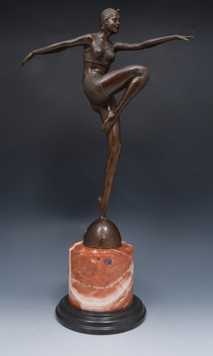 Contemporary Art Deco bronze figure, of