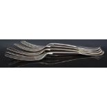Six Victorian silver dessert forks, Lond