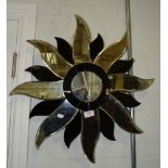 Two colour glass and mirrored sunburst w