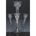 Electroplated epergne, with four cut gla