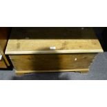 Small stripped pine blanket box, bracket