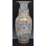 Large Cantonese polychrome floor vase,