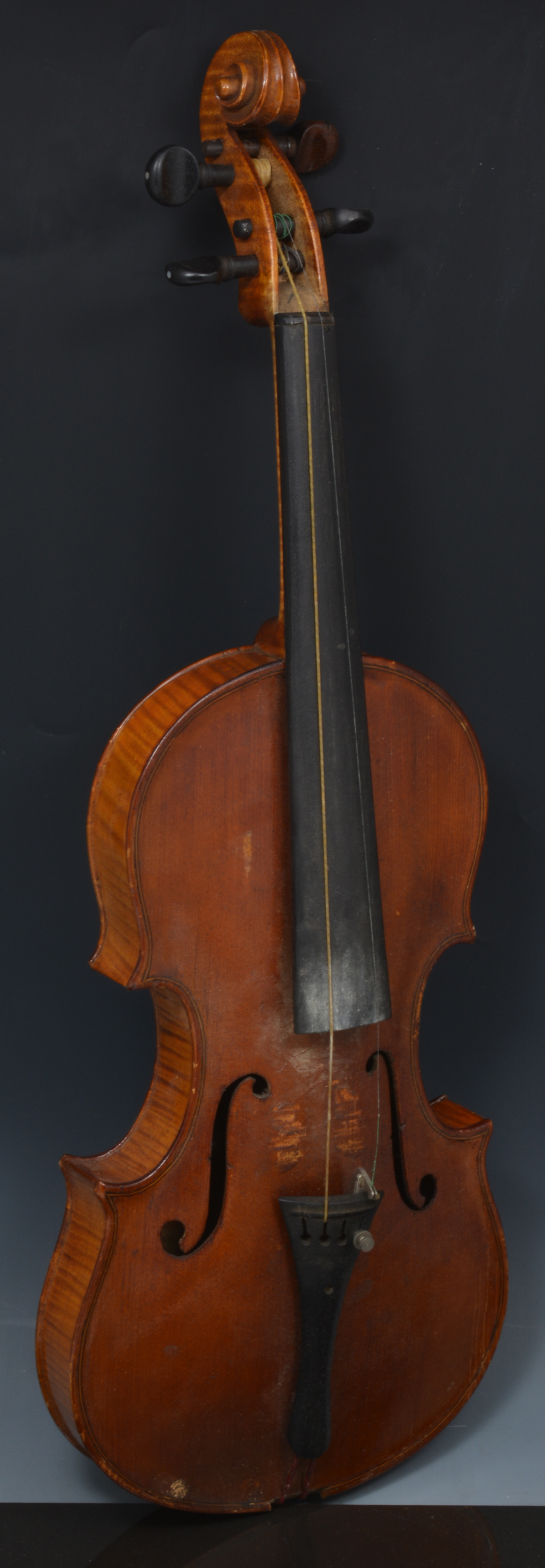 Violin, 36.5cm two piece back with a bow