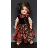 French Bisque head character doll, Unis