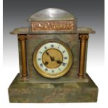 French alabaster mantle clock, of archit