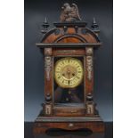 American walnut and ebonised shelf clock