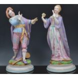 Pair of French painted Parian figures, o