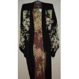 Ladies silky kimono, floral print, rever