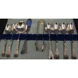 Set of plated fish knives and forks, cas