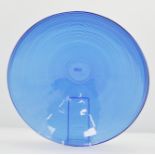 Blue glass circular bowl, with concentri