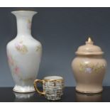 Bone china boxes, ginger jars, vases and