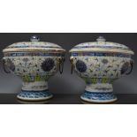 Pair of Chinese polychrome pedestal bowl