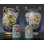 Pair of Noritake ovoid two handles vases