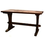 Thomas 'Gnomeman' Whittaker of Littlebeck, a refectory table, circa 1960, adzed oak, rounded
